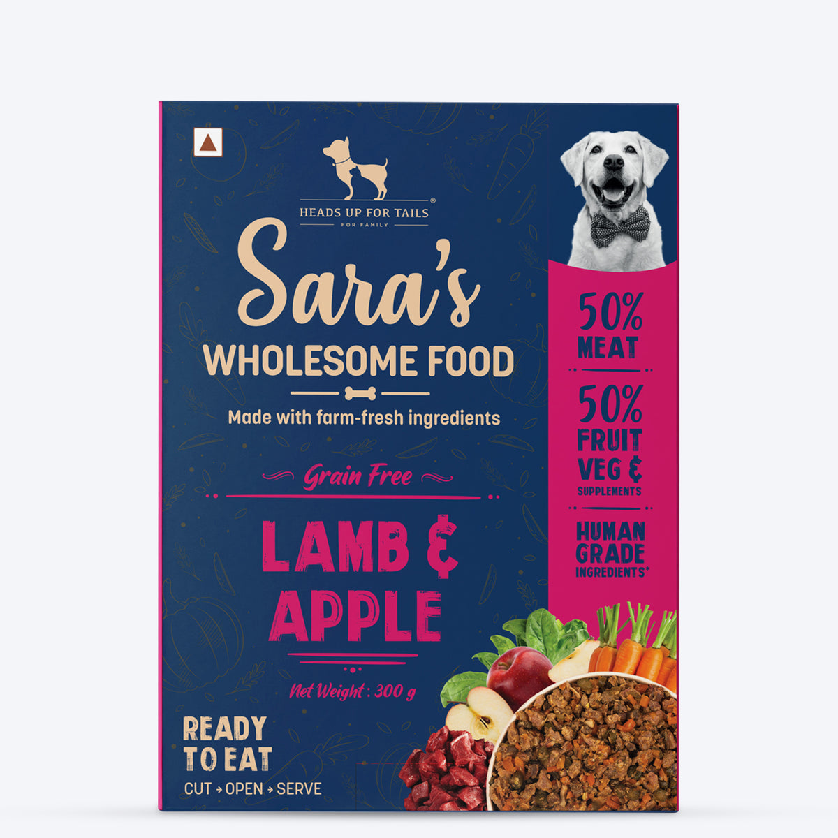 Sara's Lamb & Apple Fresh Dog Food - 300 g, Grain-Free