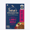 Sara's Wholesome Grain-Free Lamb and Apple Dog Food, 300 g, made with 50% meat and 50% fruit and vegetables.