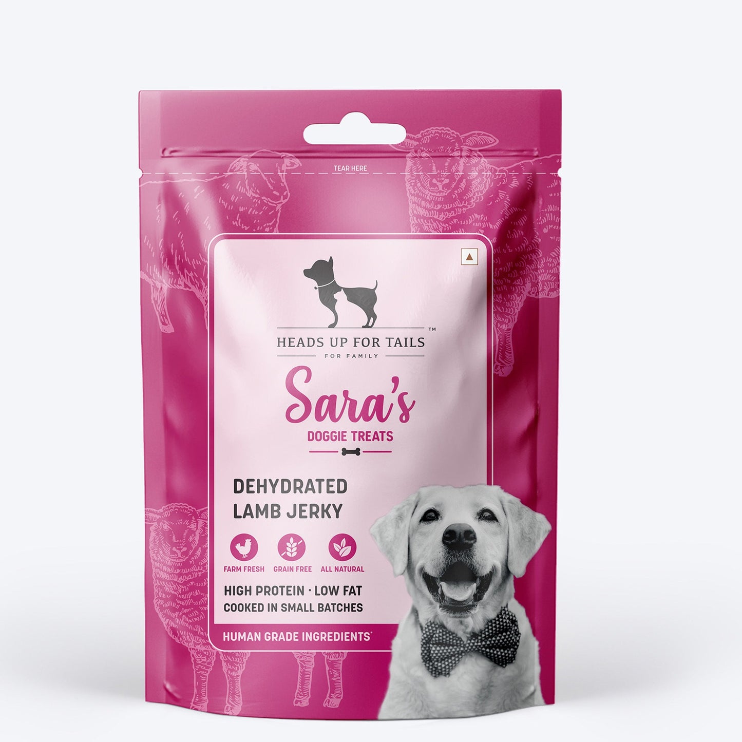 Sara's Doggie Treats - Dehydrated Lamb Jerky - 70 g - Heads Up For Tails