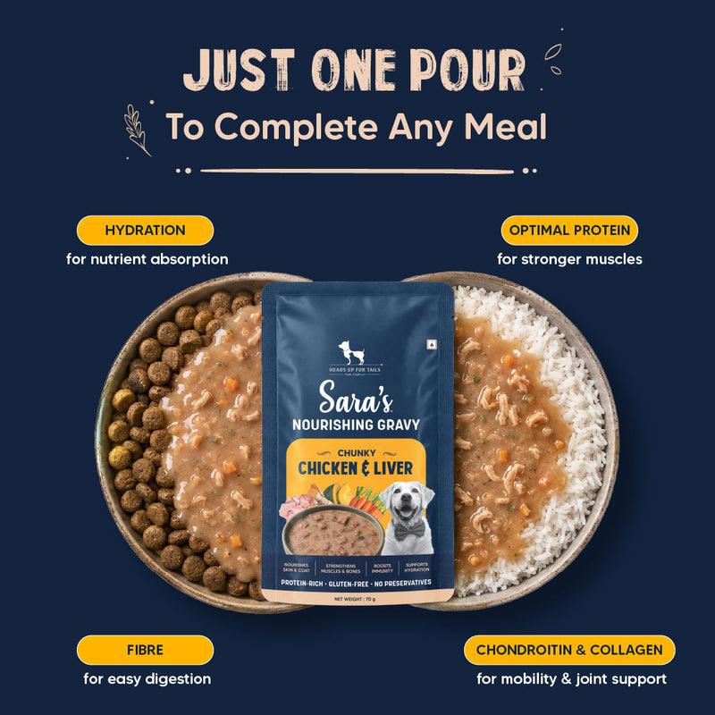 Sara’s Nourishing Gravy Chunky Chicken & Liver Wet Food For Dog - 70 gm