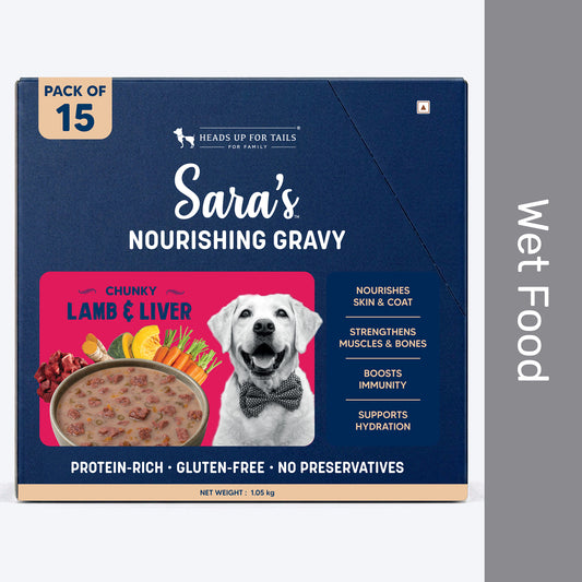 Sara’s Nourishing Gravy Chunky Lamb & Liver Wet Food For Dog - Pack Of 15 (70 gm Each)