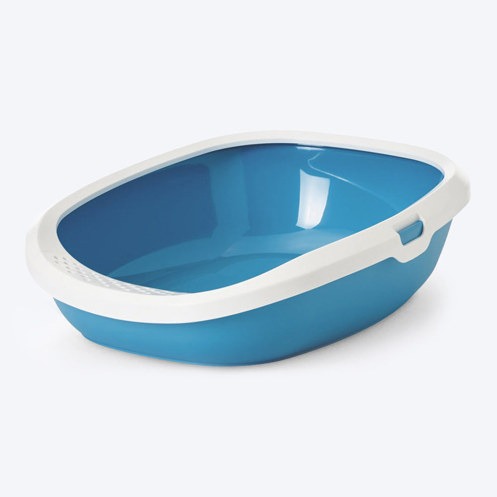 Savic Gizmo Cat Litter Tray with Rim - Blue - 20 x 14 x 5 inches_01