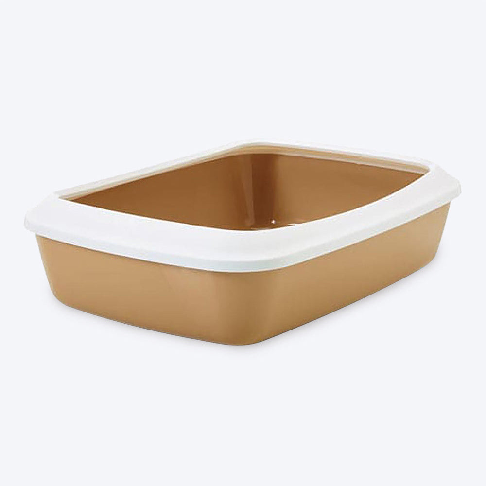 Savic IRIZ Cat Litter Tray with Rim - Nordic Brown - 20 x 14 x 5 inch_01