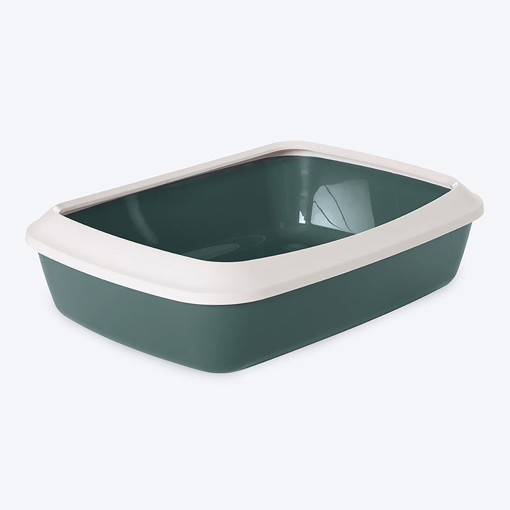 Savic IRIZ Cat Litter Tray with Rim - Nordic Green - 20 x 14 x 5 inches_01