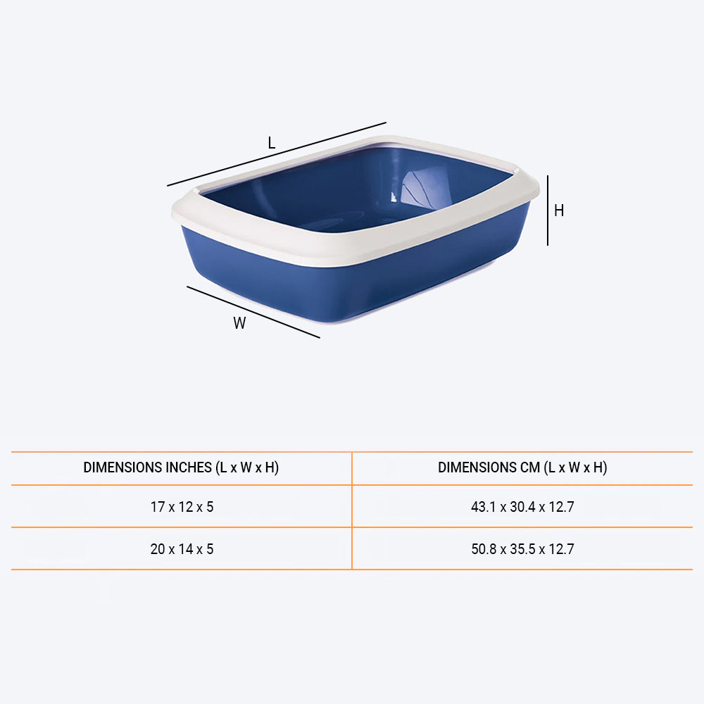 Savic Iriz Cat Litter Tray with Rim - Nordic Blue - Heads Up For Tails
