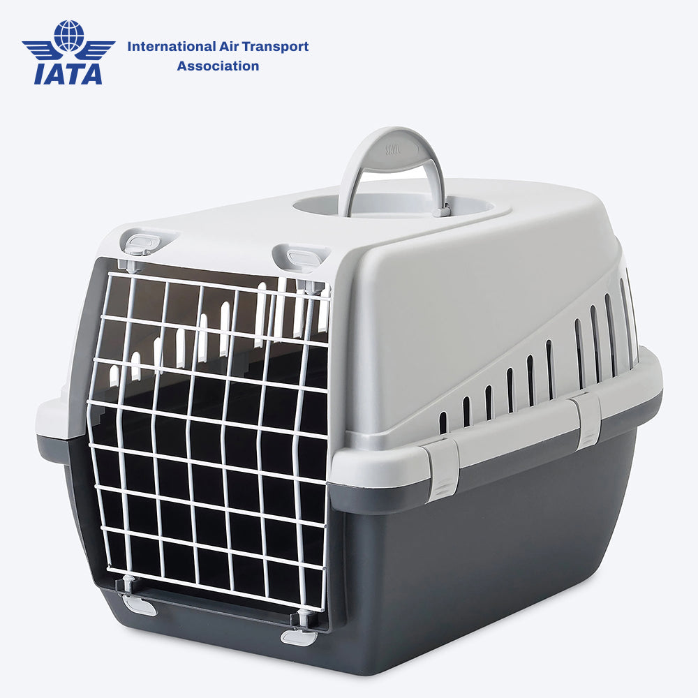 Savic Trotter 1 - Dog & Cat Carrier - Dark Grey - 19 x 13 x 12 inch - Holds up to 5 kg - Heads Up For Tails