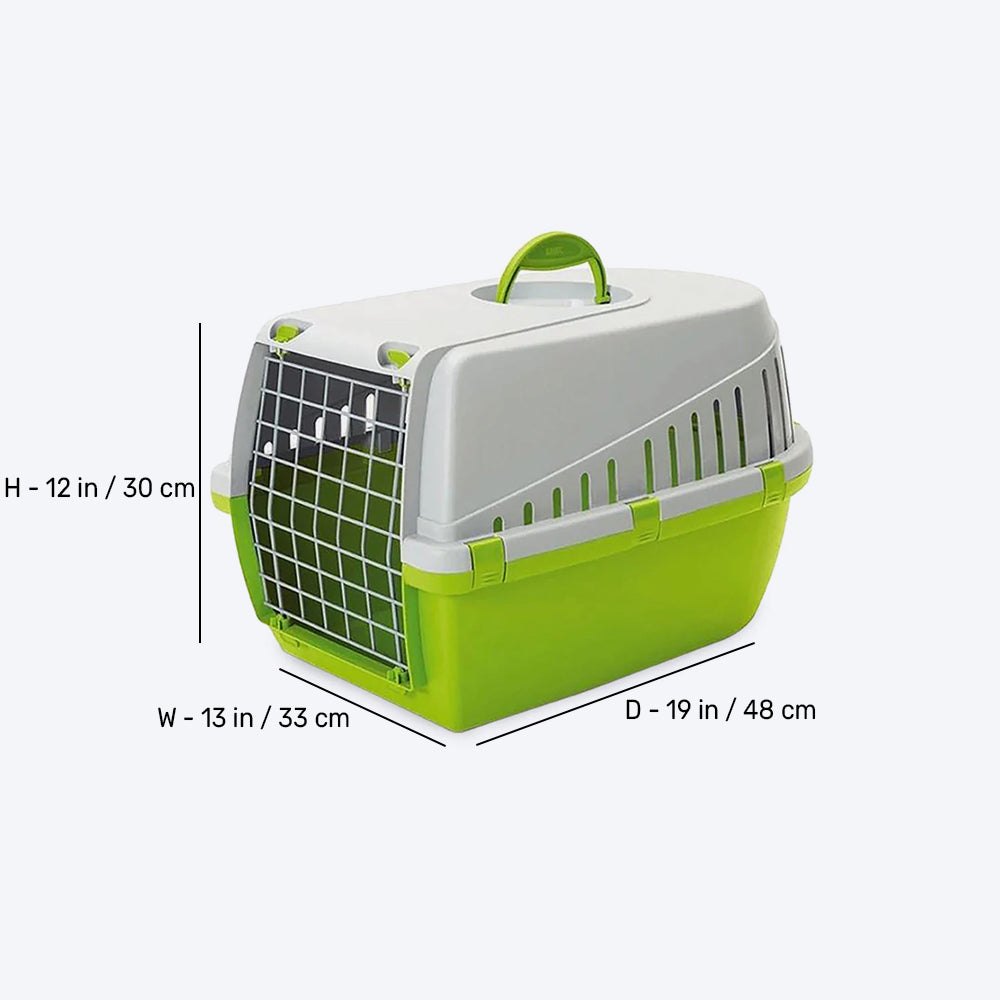 Savic Trotter 1 - Dog & Cat Carrier - Lemon Green - 19 x 13 x 12 inch - Holds up to 5 kg - Heads Up For Tails