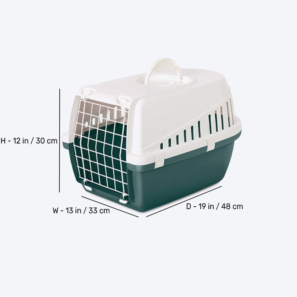 Savic Trotter 1 - Dog & Cat Carrier - Nordic Green - 19  x 13 x 12 inch - Holds up to 5 kg - Heads Up For Tails