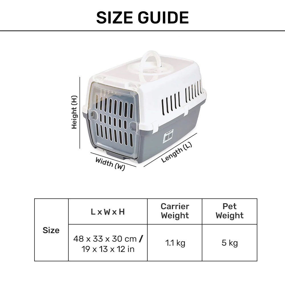 Savic Zephos 1 - Pet Carrier - Grey - 19 X 13 X 12 inch - Holds up to 5 kg - Heads Up For Tails