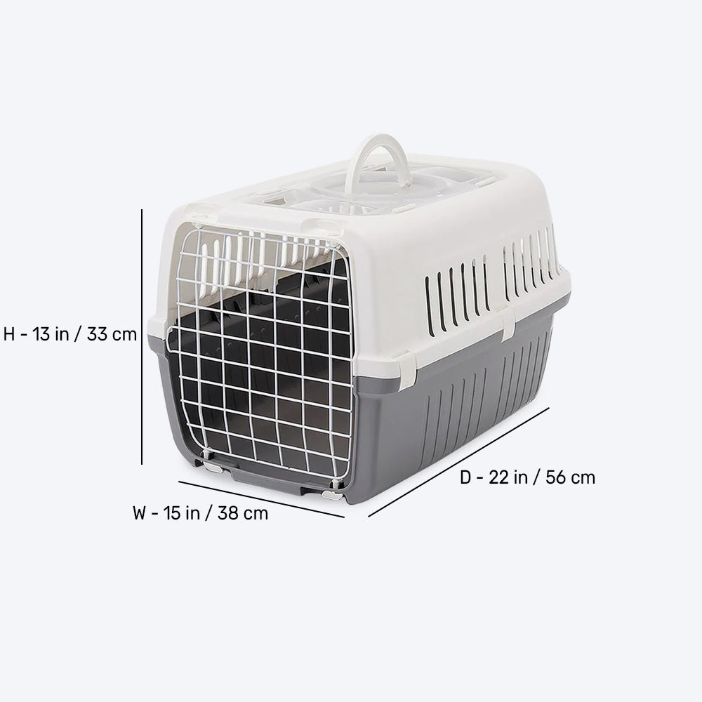 Savic Zephos 2 - Dog & Cat Carrier - Grey - 22 x 15 x 13 inch - Holds up to 7 kg - Heads Up For Tails