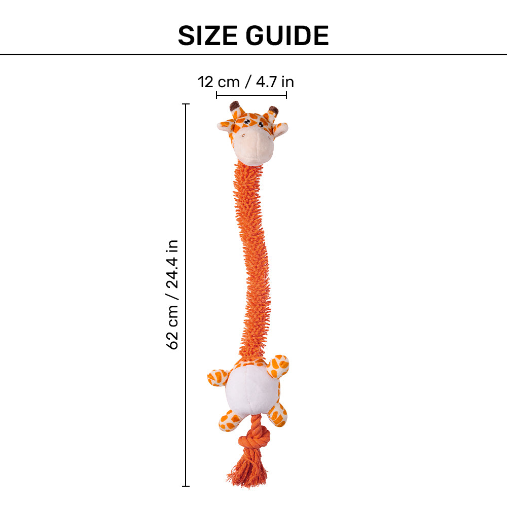 Barkbutler Garry The Giraffe Squeaky Plush Dog Toy - Orange - Heads Up For Tails