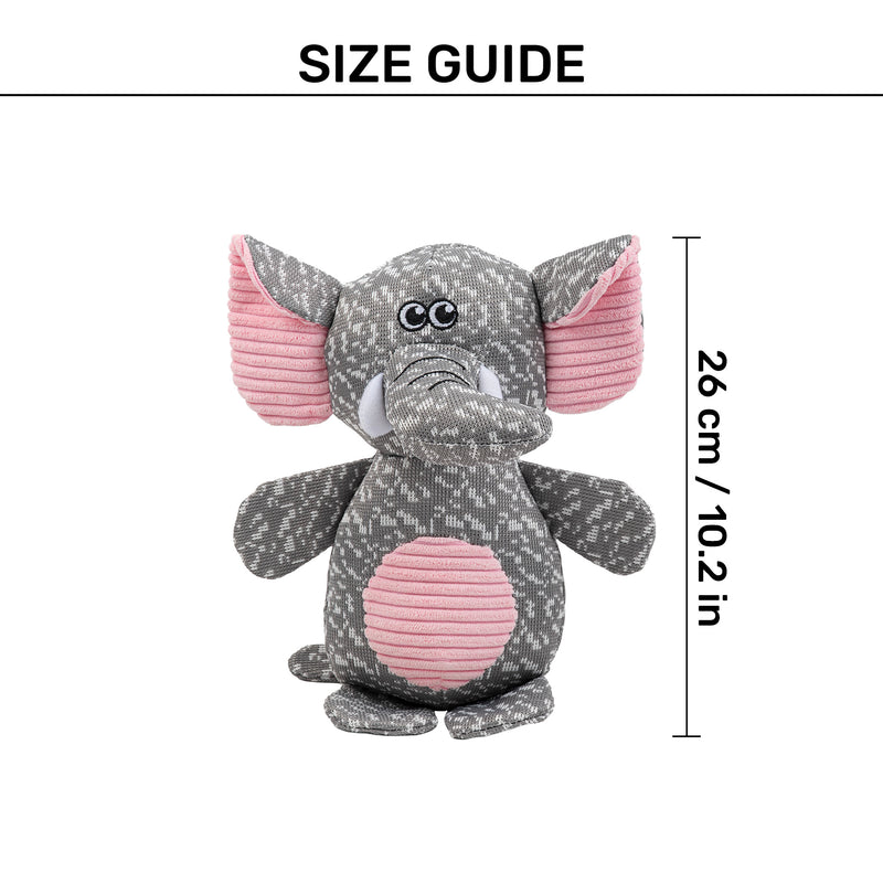 HUFT Squeaky Snugglephant Plush Toy For Dog - Grey - Heads Up For Tails