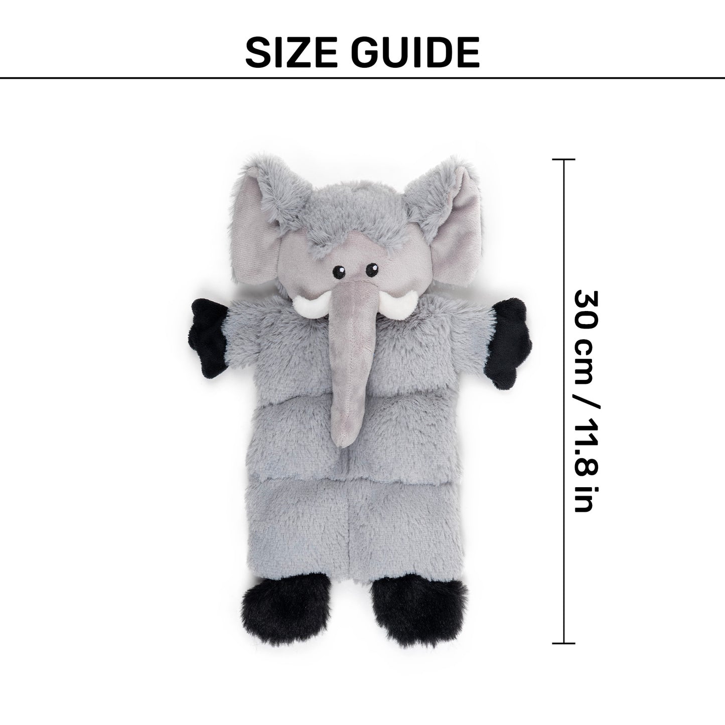 HUFT Cuddlephant Squeaky Plush Toy For Dog - Grey - Heads Up For Tails