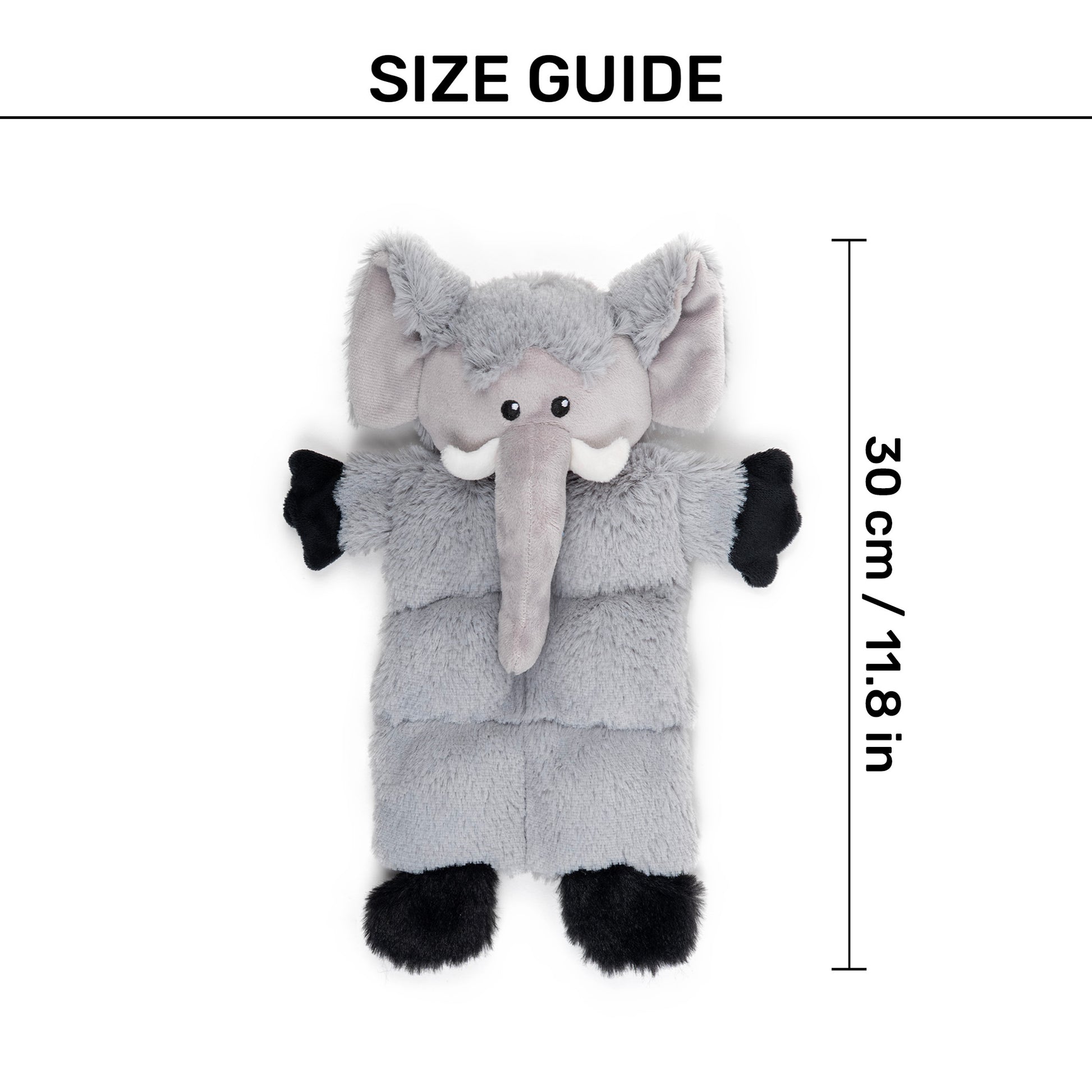 HUFT Cuddlephant Squeaky Plush Toy For Dog - Grey - Heads Up For Tails