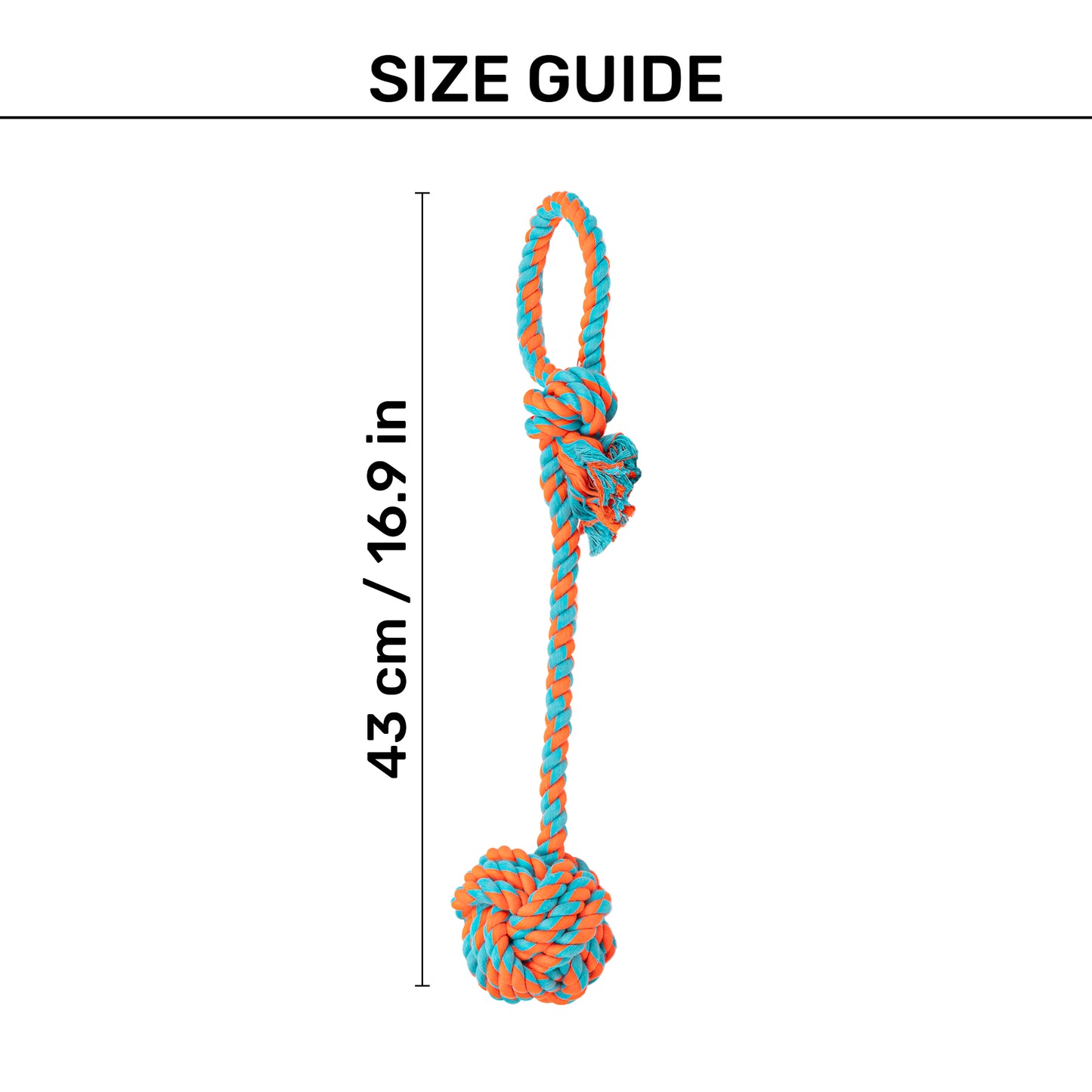 HUFT Tuggables Rope Toy For Dog - Orange & Cyan