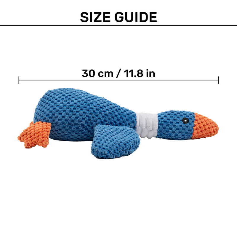 HUFT Duck-n-Squeak Plush Toy For Dog - Blue - Heads Up For Tails