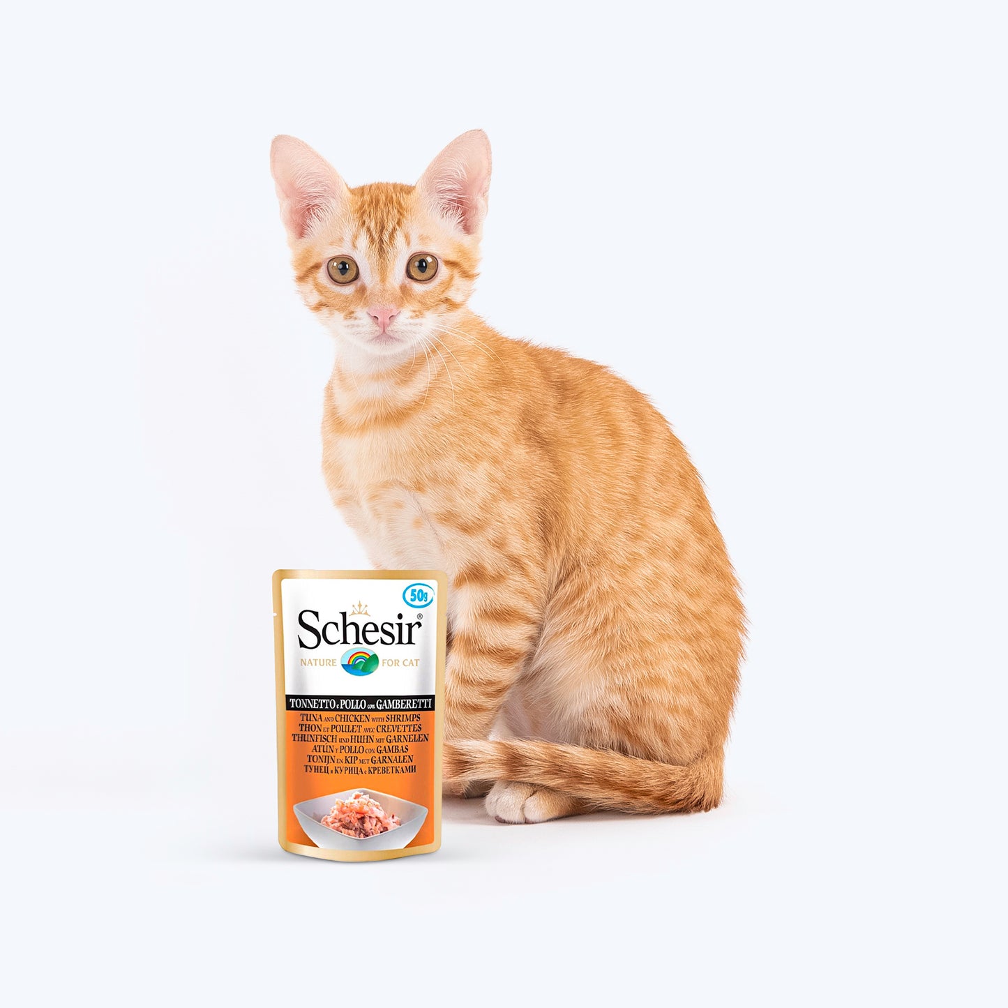 Schesir 34% Tuna & Chicken with Shrimps Wet Cat Food Pouch - 50 g_04