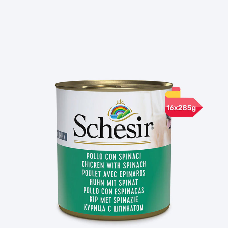 Schesir 45% Chicken with Spinach Canned Wet Dog Food - 285 g - Heads Up For Tails
