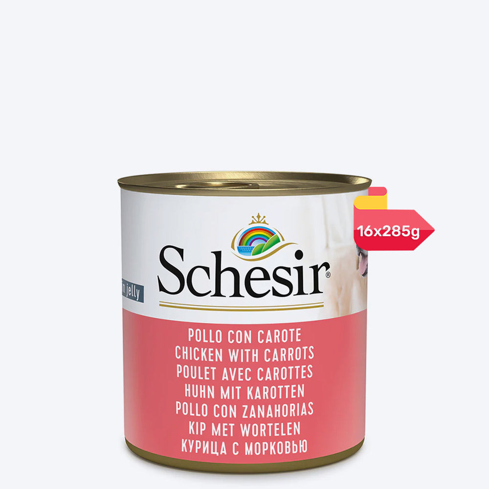Schesir 46% Chicken with Carrot Canned Wet Dog Food - 285 g - Heads Up For Tails