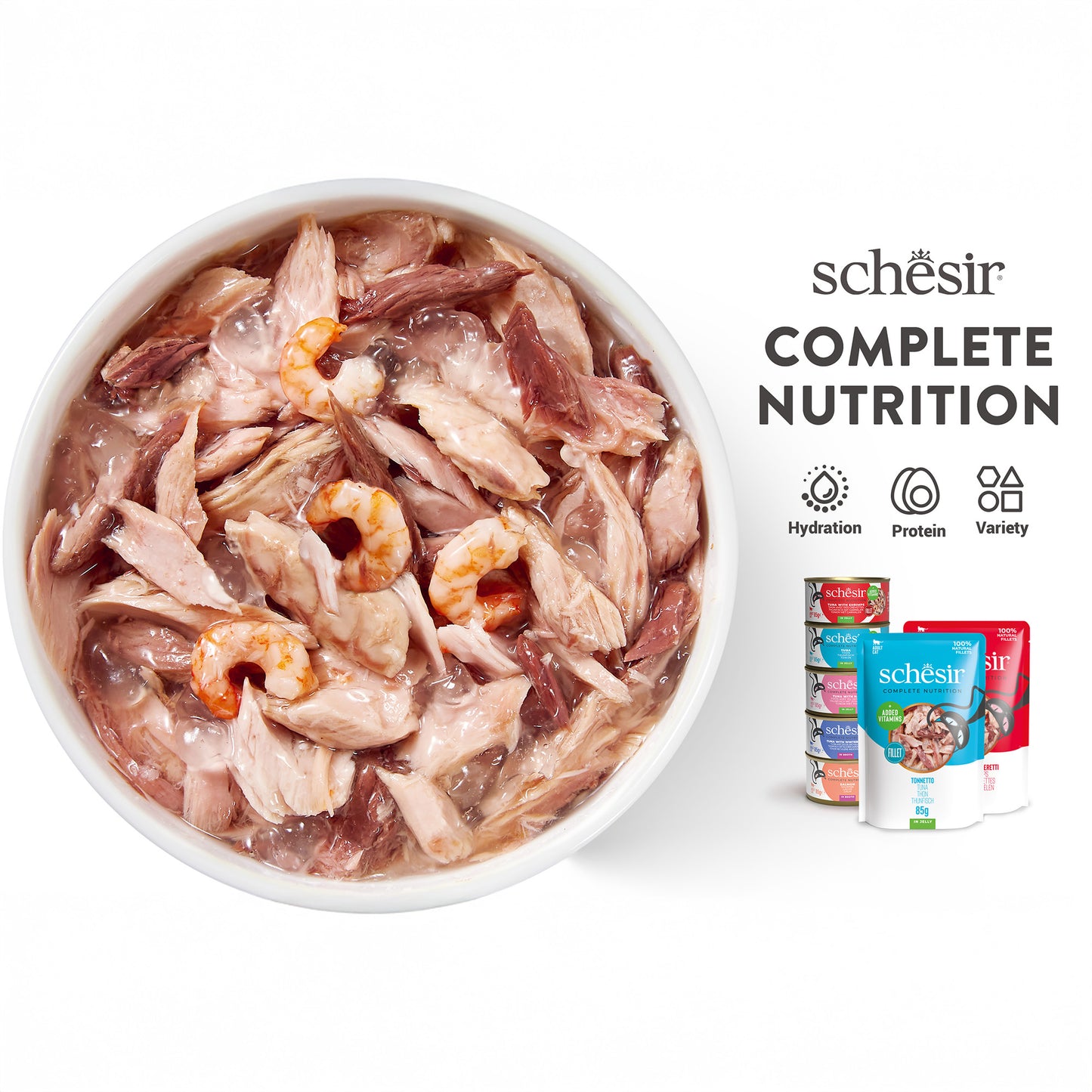 Schesir 51% Tuna With Whitebaits Wet Cat Food - 85 g - Heads Up For Tails