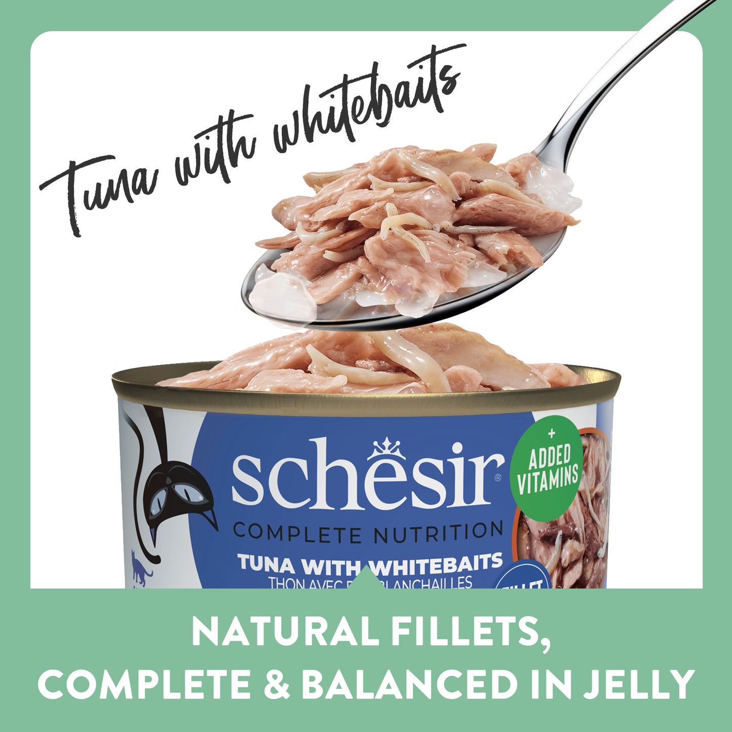 Schesir 51% Tuna With Whitebaits Wet Cat Food - 85 g - Heads Up For Tails