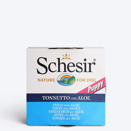 Schesir 53% Tuna with Aloe Canned Wet Puppy Food - 150 g - Heads Up For Tails