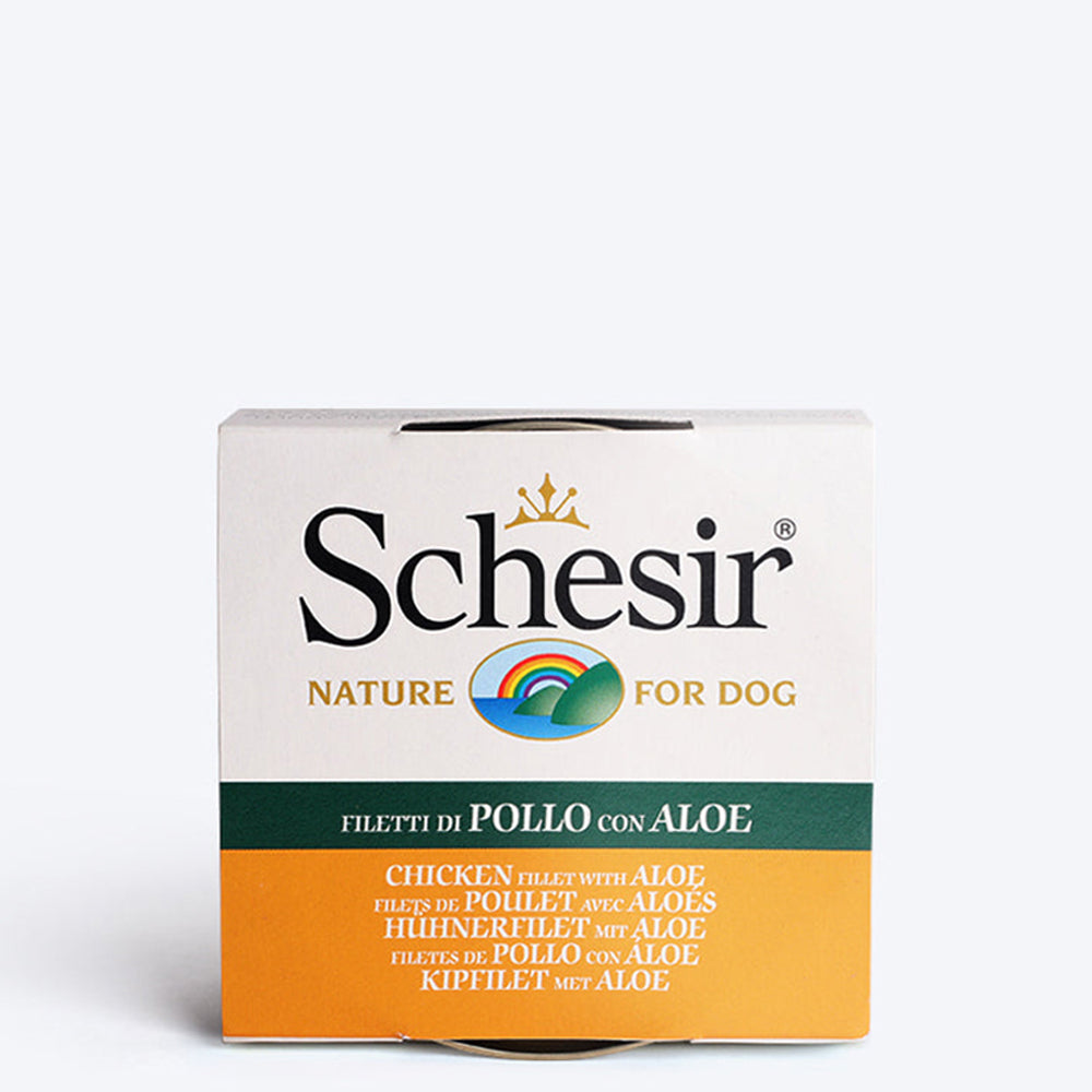 Schesir 54% Chicken Fillet With Aloe In Jelly Canned Wet Dog Food - 150 g - Heads Up For Tails