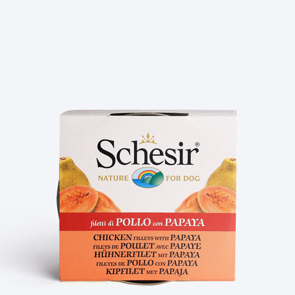 Schesir 62% Chicken With Papaya In Jelly Canned Wet Dog Food- 150 g - Heads Up For Tails