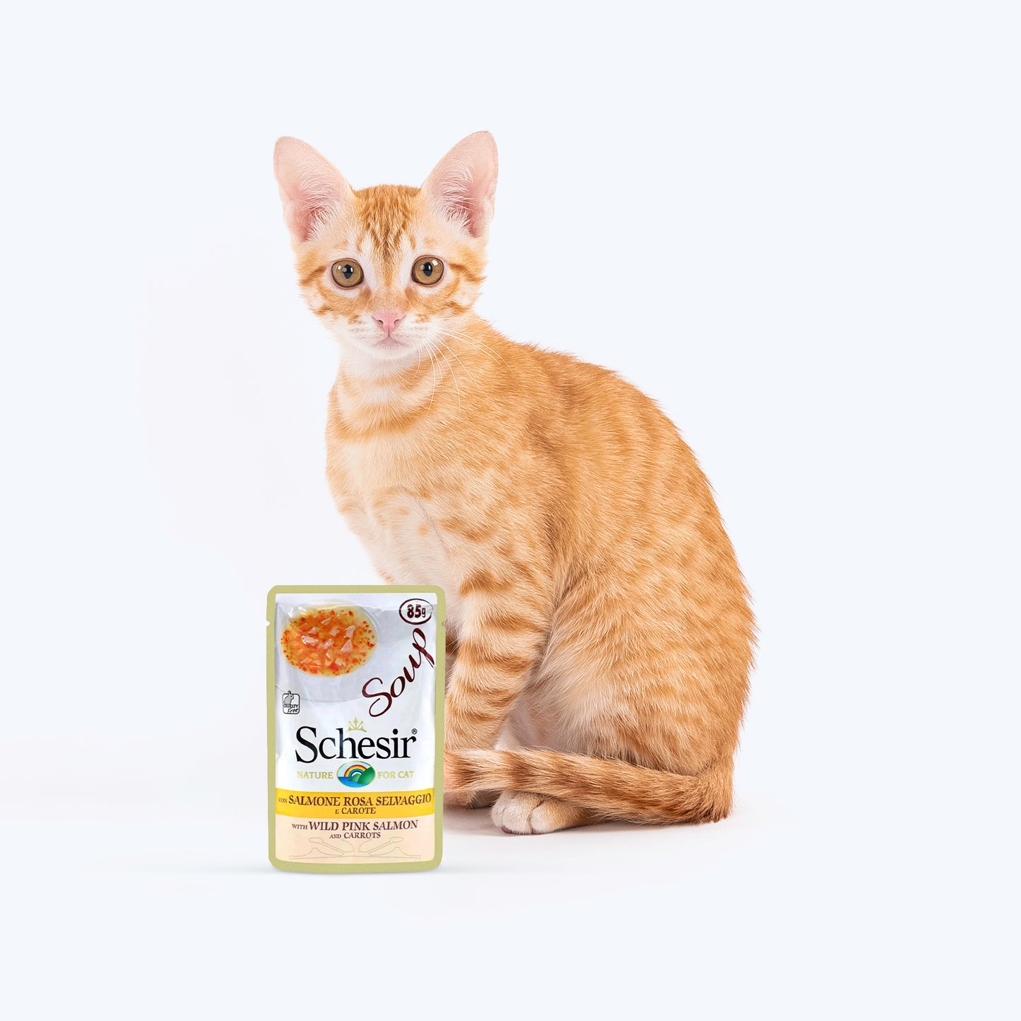 Schesir Pink Salmon And Carrots Wild Soup For Kitten & Adult Cats - 85 g_02