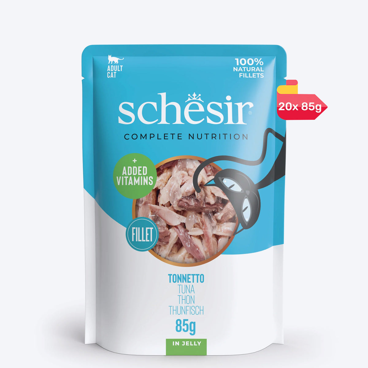 Schesir Tuna Jelly Adult Cat Wet  Food Pouch - 85 g, For Cat, Wet Food