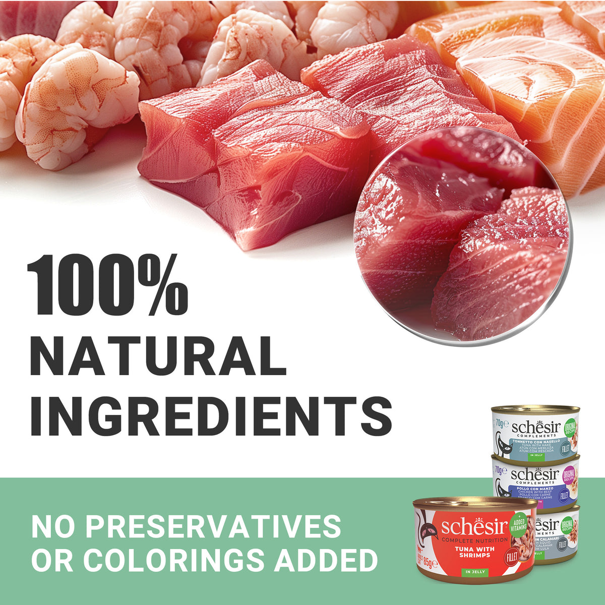 Schesir Tuna with Shrimps Wet Cat Food - 85 g - Heads Up For Tails