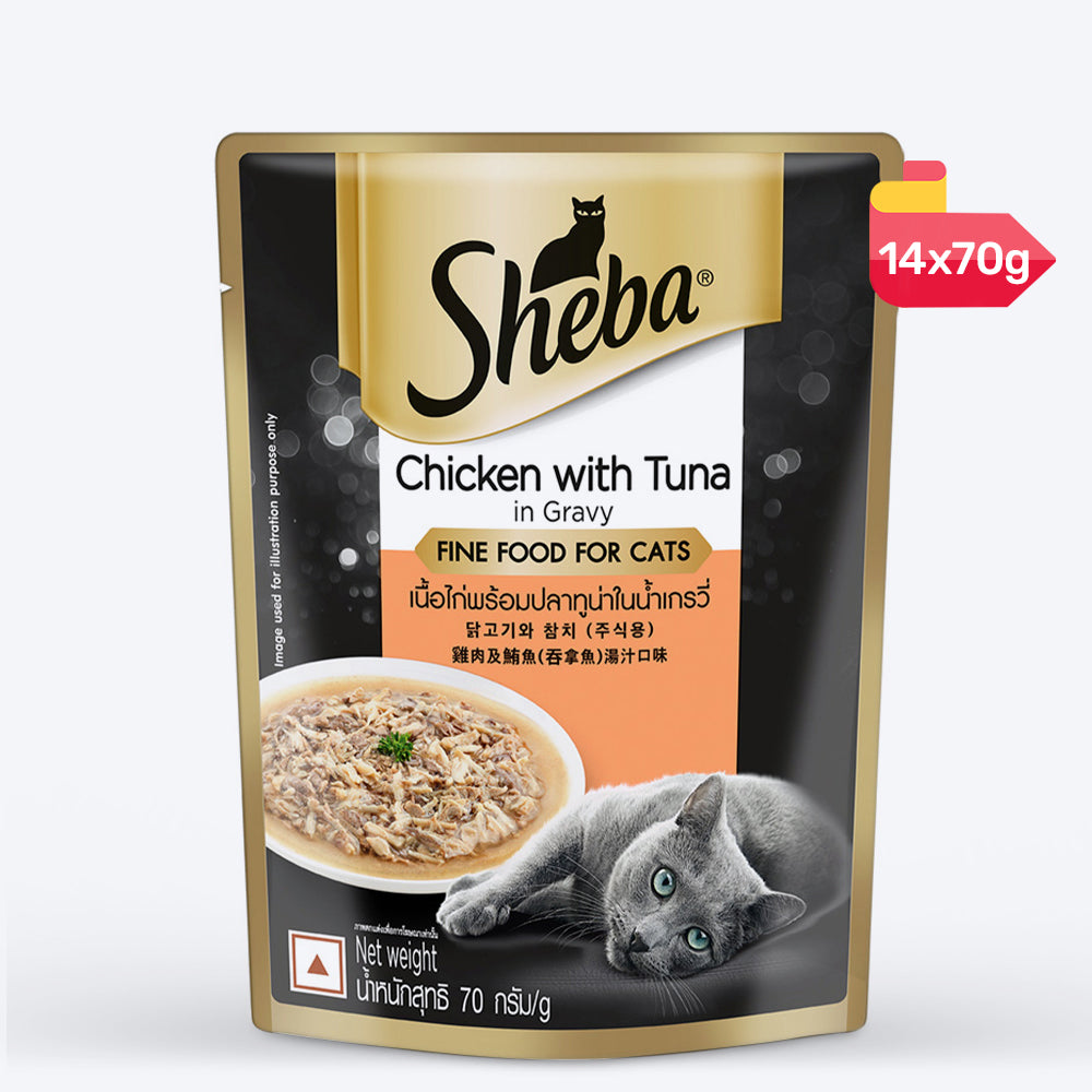 Sheba Rich Premium Chicken With Tuna In Gravy Adult Wet Cat Food - 70 gm Packs