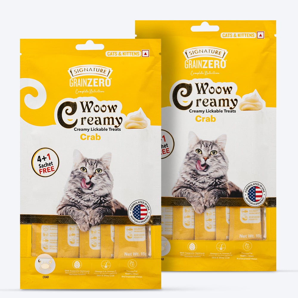 Signature Grain Zero Woow Creamy Crab Lickable Treats For Cat & Kitten - 75 g - Heads Up For Tails