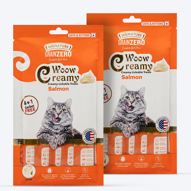 Signature Grain Zero Woow Creamy Salmon Lickable Treats For Cat & Kitten - 75 g - Heads Up For Tails