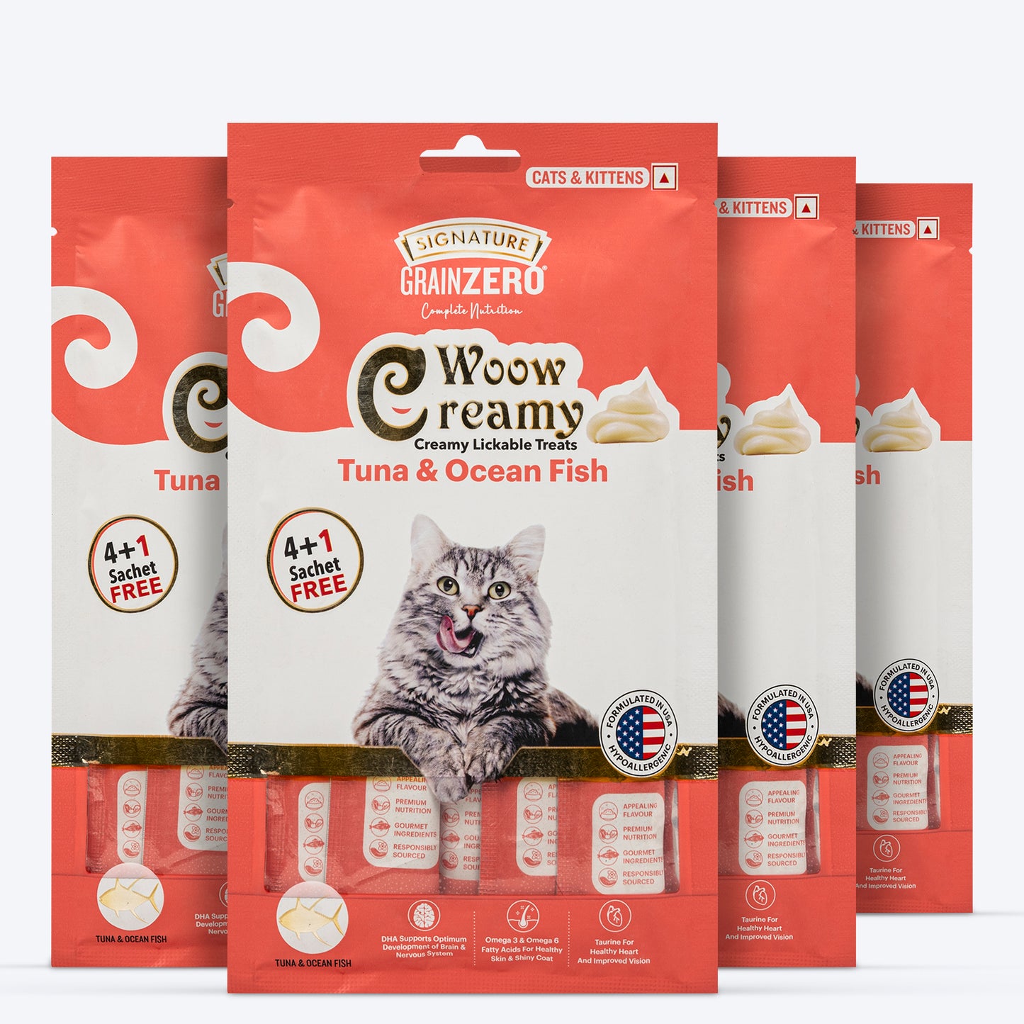 Signature Grain Zero Woow Creamy Tuna & Ocean Fish Lickable Treats For Cat & Kitten - 75 g - Heads Up For Tails