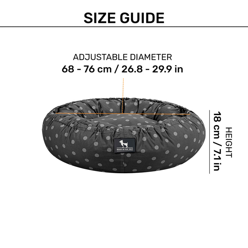 HUFT Polka Paws Adjustable Donut Bed For Dog & Cat - Peach - Heads Up For Tails