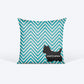 HUFT Teal Chevron with Silhouette Personalised Cushion - 12 inches (30 x 30 cm) - Heads Up For Tails