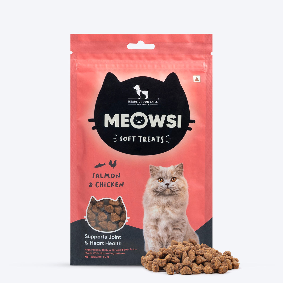 Meowsi Salmon &amp; Chicken Soft Cat Treats High-Protein 50g, High-Protein, Soft Texture, Preservative-Free
