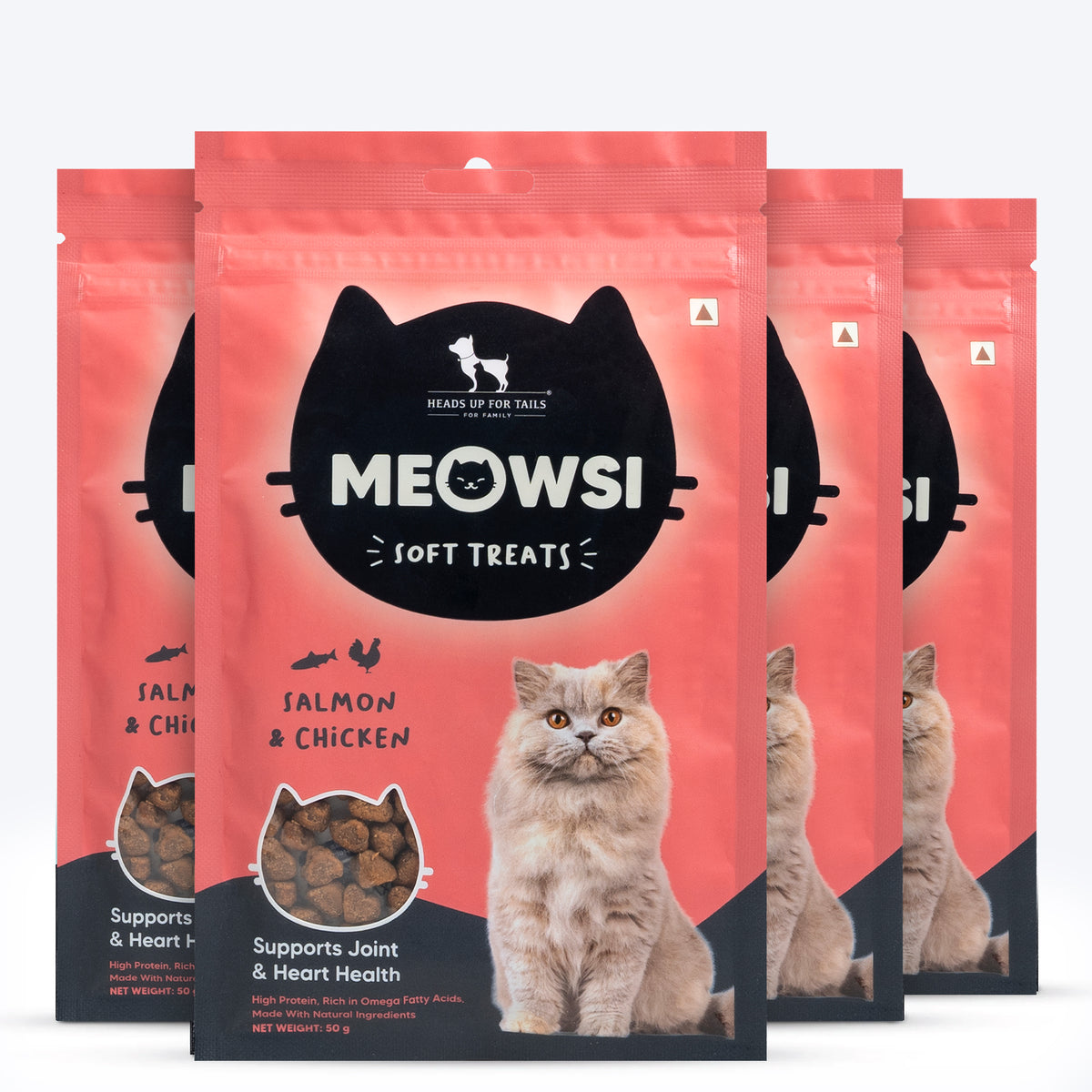 Meowsi by HUFT Salmon & Chicken Soft Cat Treats for Cats High-Protein, Preservative-Free 50 gm - Heads Up For Tails
