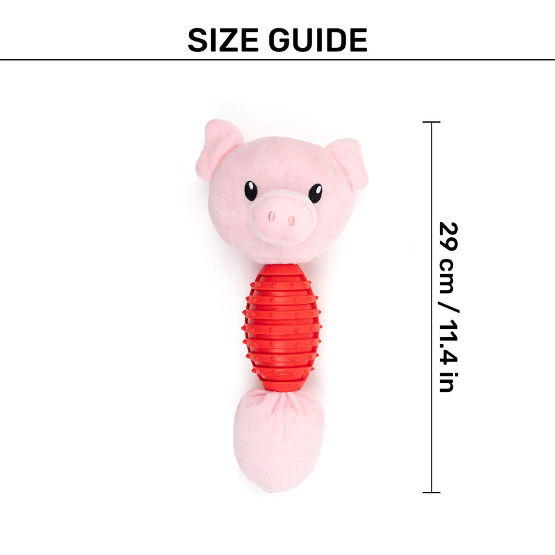 HUFT Squeaky Piggy Plush Toy For Dog - Pink - Heads Up For Tails