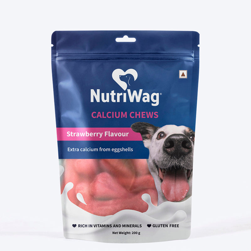 NutriWag Strawberry Calcium Chew Bones Treats For Dog - Heads Up For Tails
