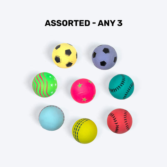 TLC Rubber Bouncy Balls For Dog - Assorted - Set Of 3 - Heads Up For Tails