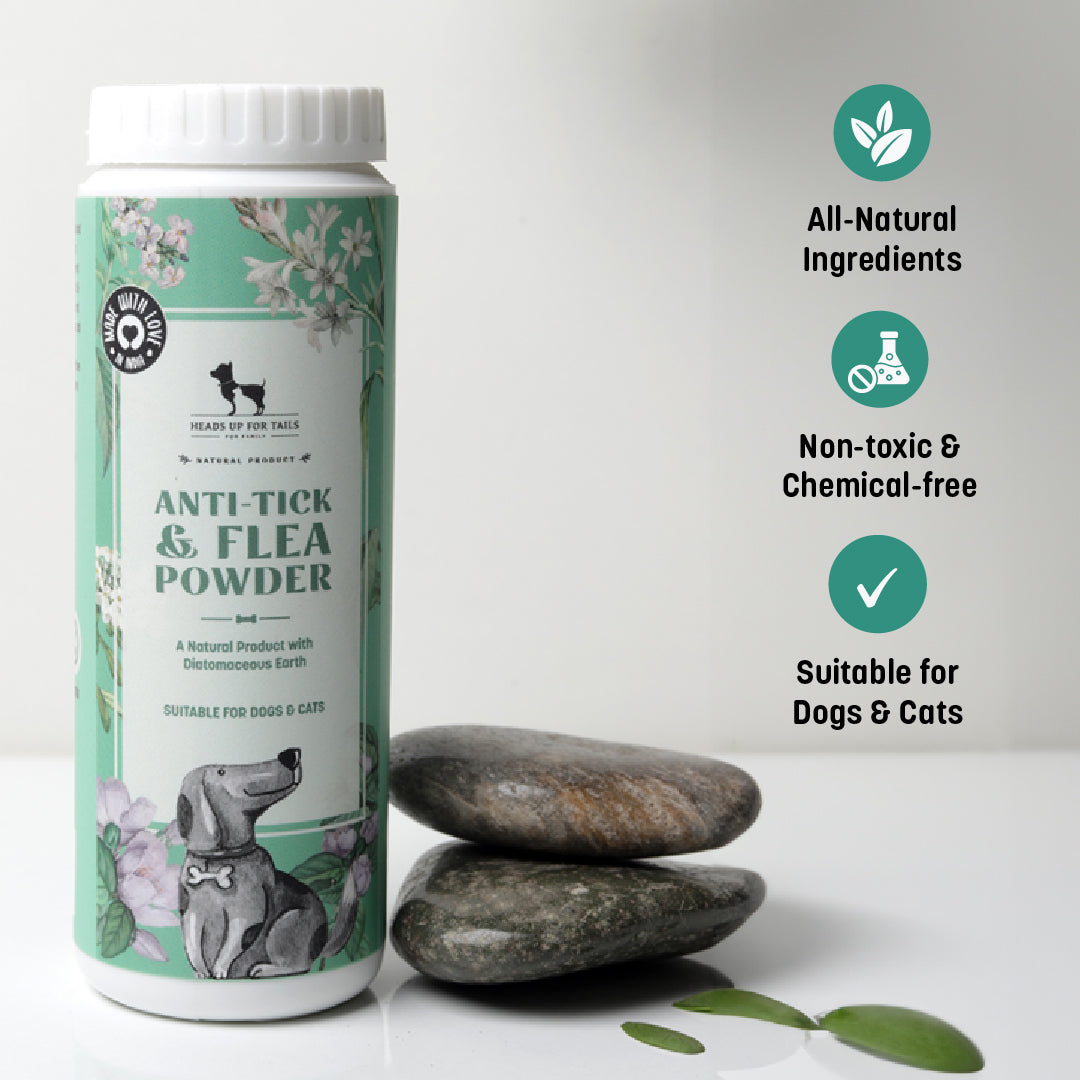 HUFT Natural Anti Tick and Flea Powder for Dogs & Cats - 100 g - Heads Up For Tails
