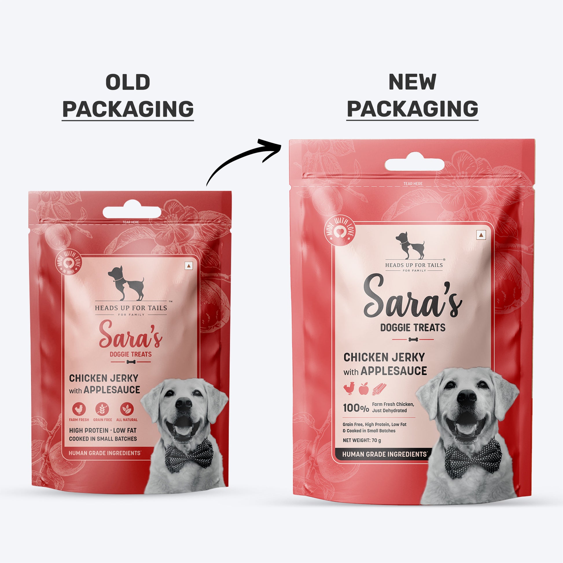 HUFT Sara's Doggie Treats - Chicken with Home-made Applesauce - 70 g - Heads Up For Tails