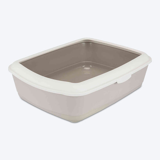 Trixie Classic Cat Litter Tray with Rim -Petrol/White - 20 x 15 x 6 inch_01