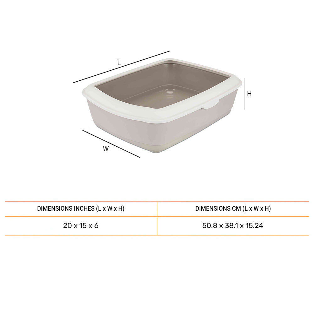 Trixie Classic Cat Litter Tray with Rim -Petrol/White - 20 x 15 x 6 inch_02