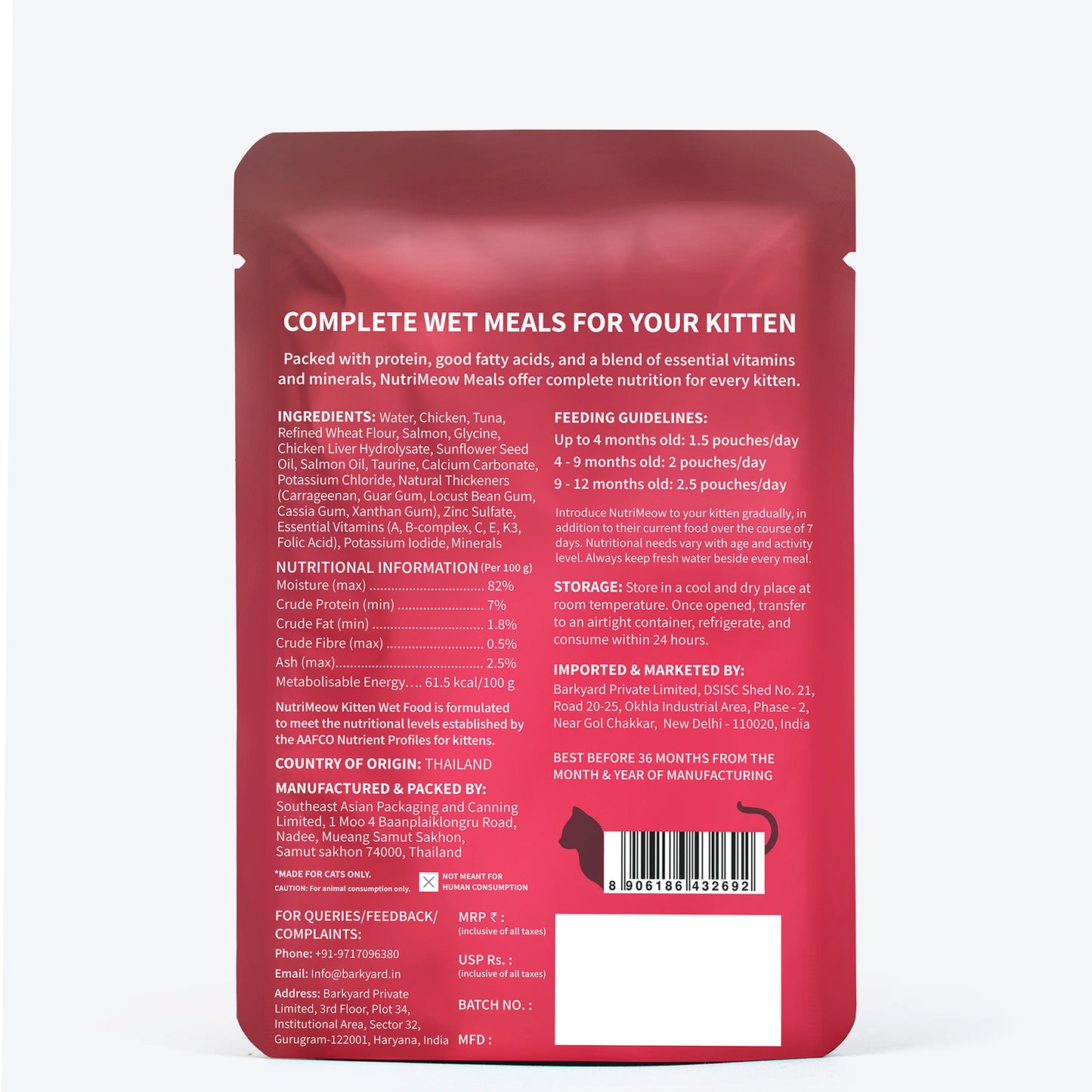 NutriMeow Tuna In Jelly Wet Food For Kitten - 80 gm - Heads Up For Tails