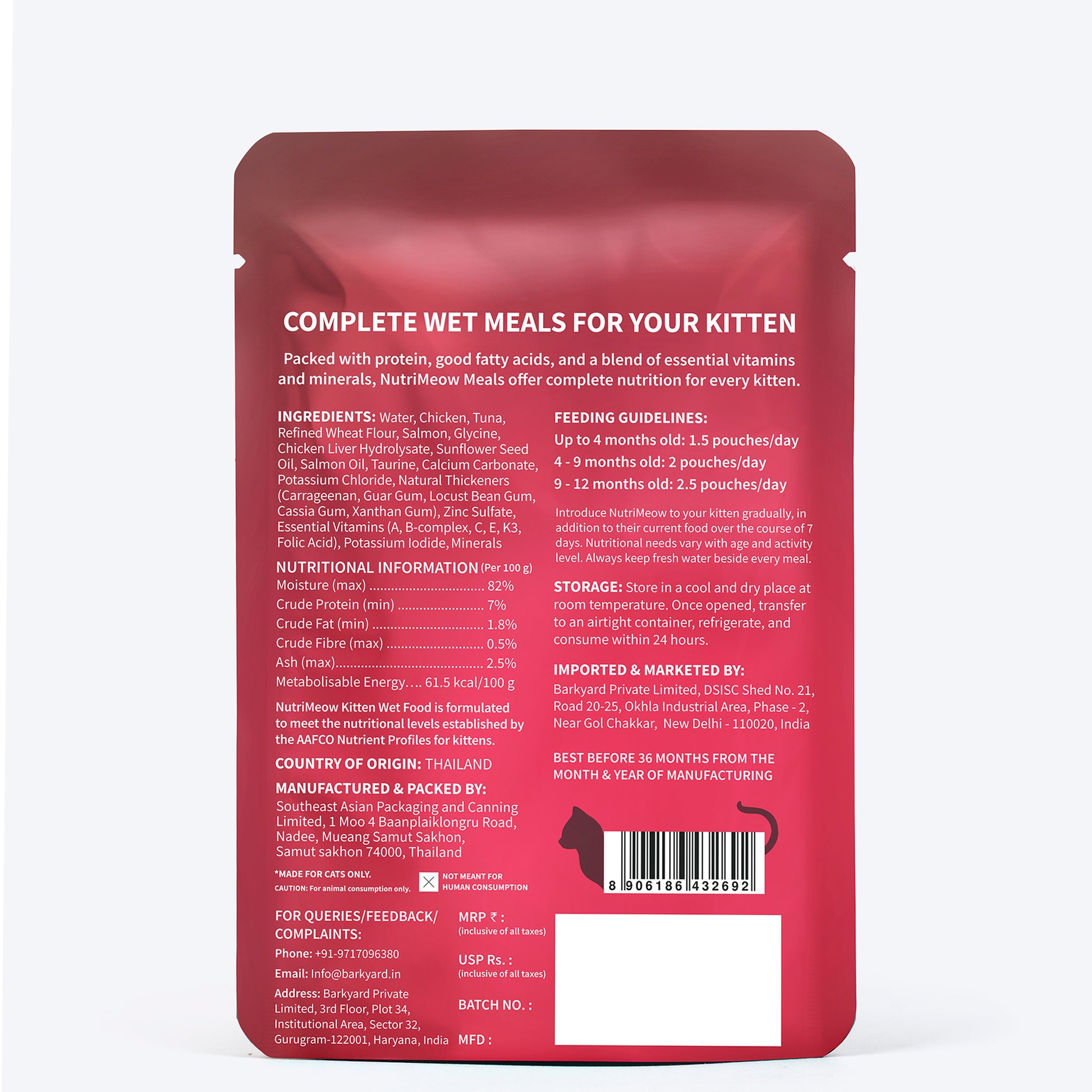 NutriMeow Tuna In Jelly Wet Food For Kitten - 80 gm - Heads Up For Tails