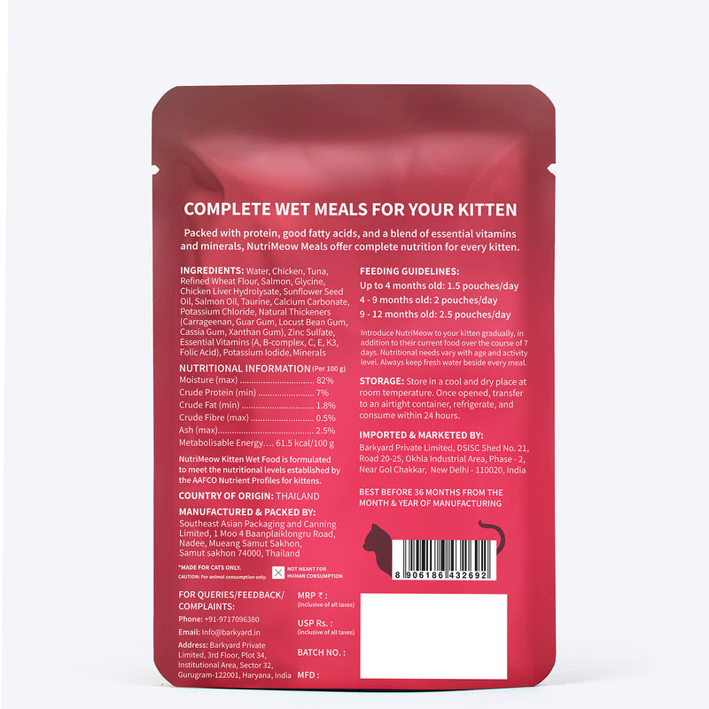 NutriMeow Tuna In Jelly Wet Food For Kitten - 80 gm - Heads Up For Tails