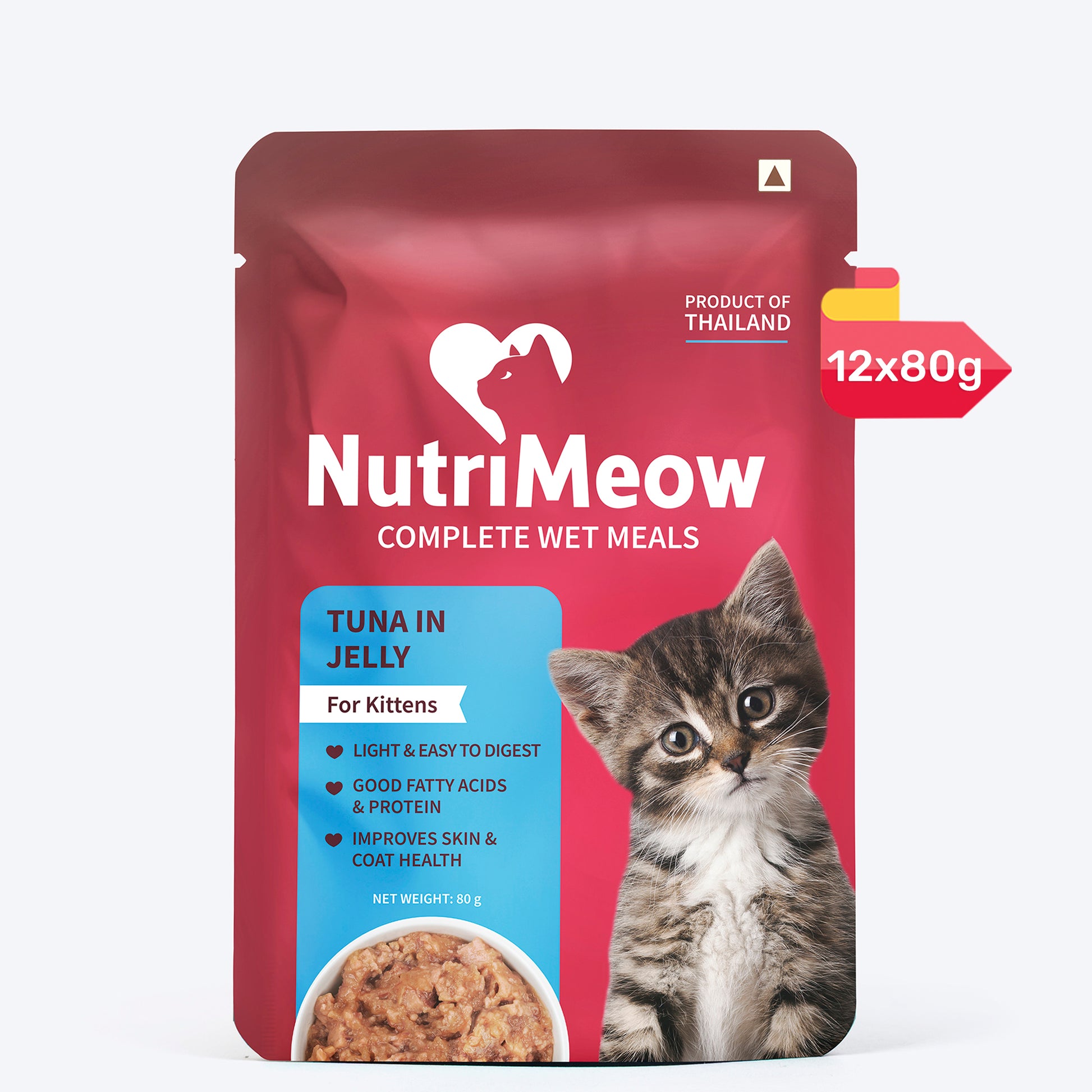 NutriMeow Tuna In Jelly Wet Food For Kitten - 80 gm - Heads Up For Tails